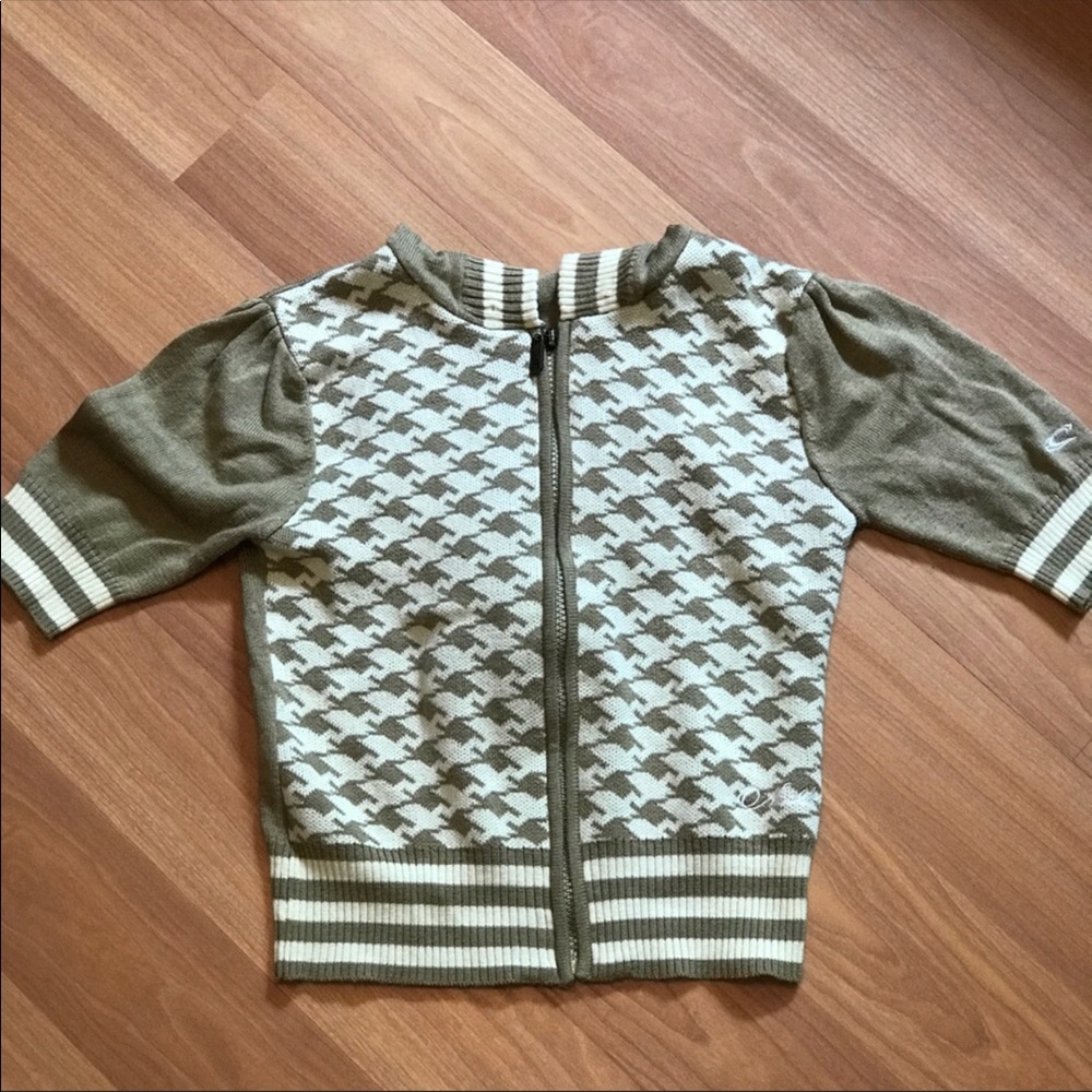O’Neil cropped half sleeve herringbone knit hoodie